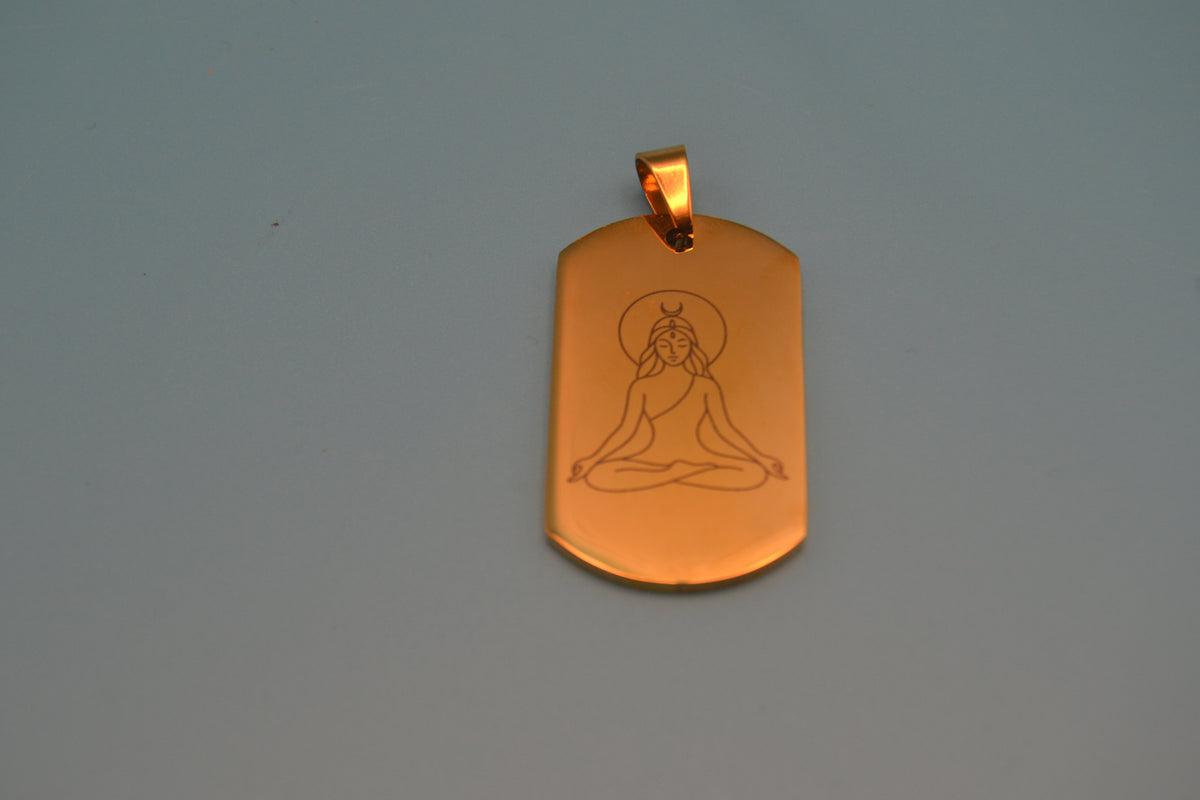 Kettenanhänger Meditation – Gold, beidseitig graviert