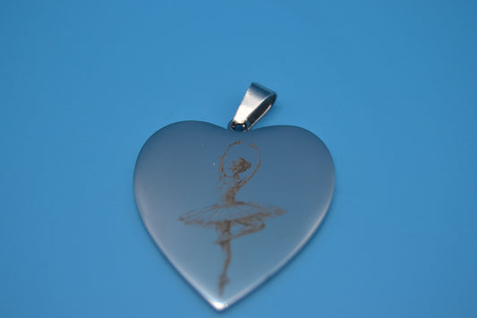 Kettenanhänger Herz Ballerina – Edelstahl Silber