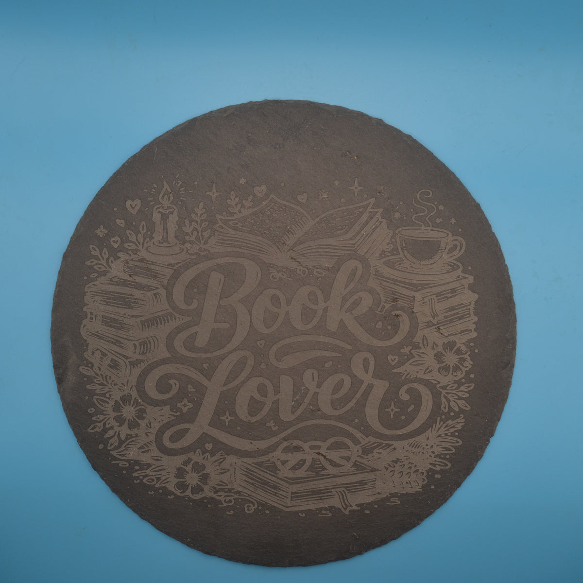 Book Lover – Schieferplatte mit Lasergravur