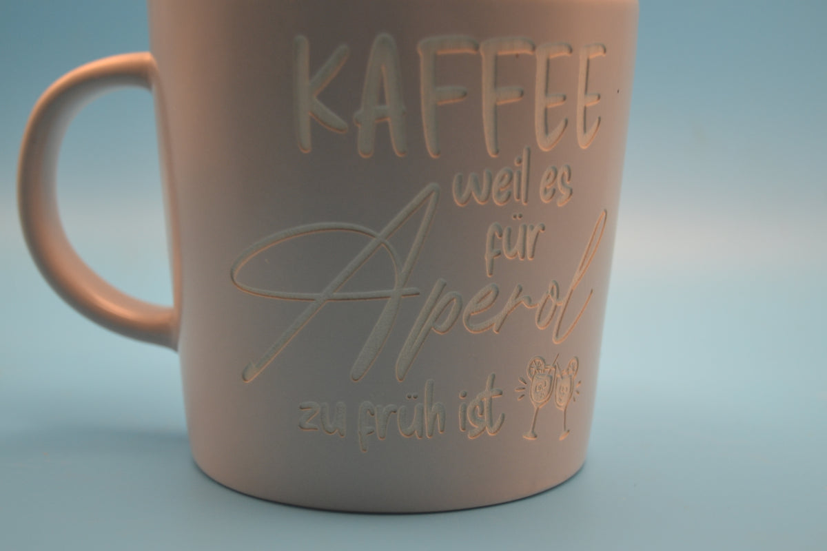 Steinzeug-Tasse – Kaffee, weil es für Aperol zu früh ist