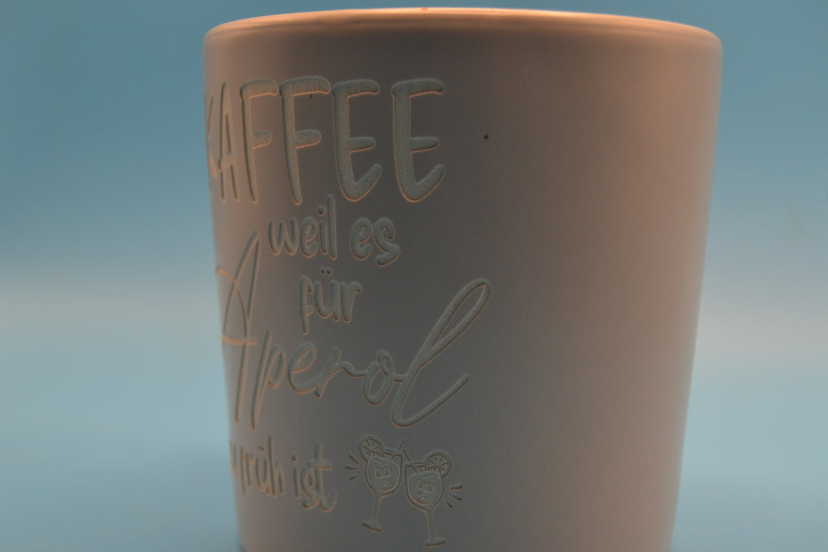 Steinzeug-Tasse – Kaffee, weil es für Aperol zu früh ist