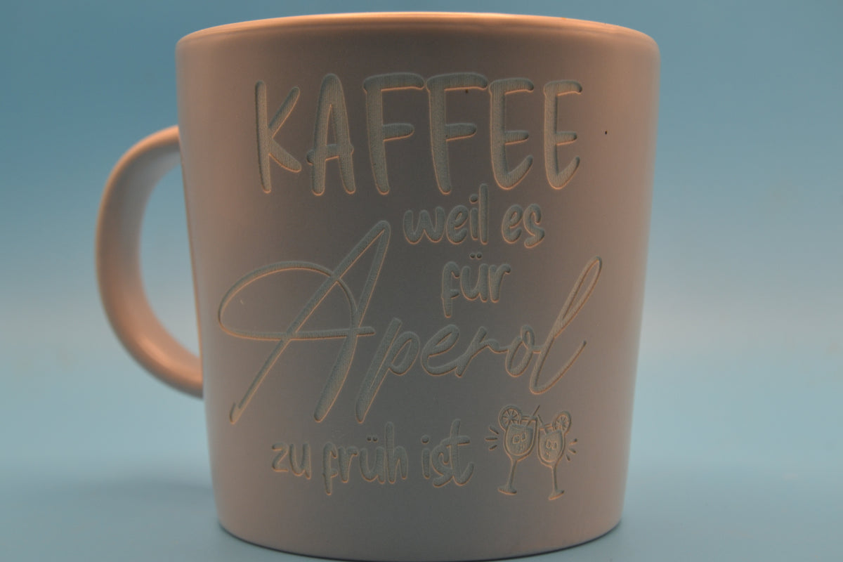 Steinzeug-Tasse – Kaffee, weil es für Aperol zu früh ist