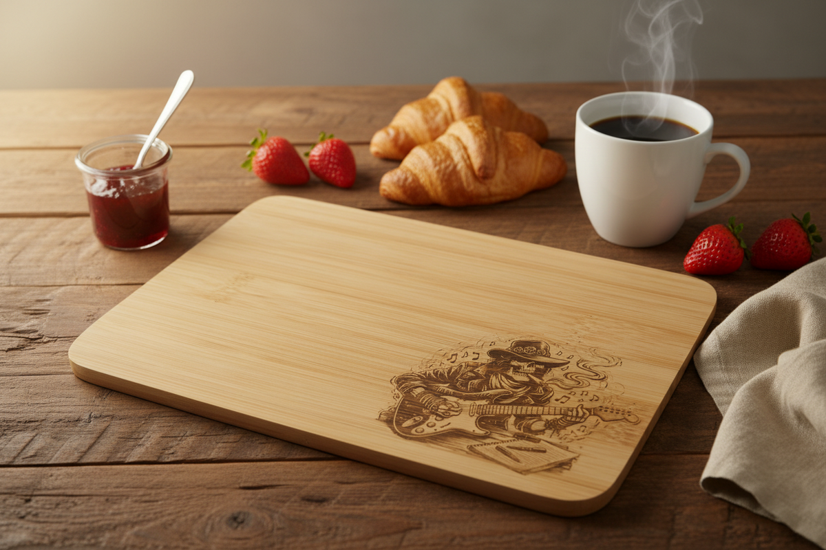 Personalisiertes Frühstücksbrett aus Bambusholz mit Gravur