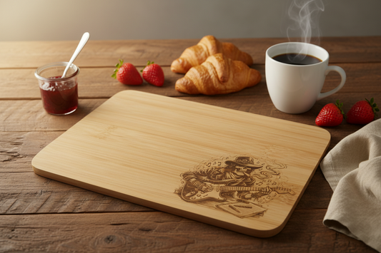 Personalisiertes Frühstücksbrett aus Bambusholz mit Gravur