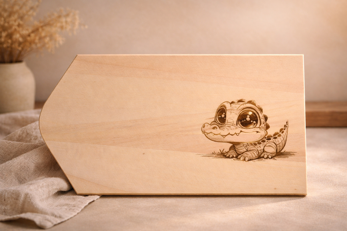 Personalisiertes Frühstücksbrett aus Lindenholz mit Gravur
