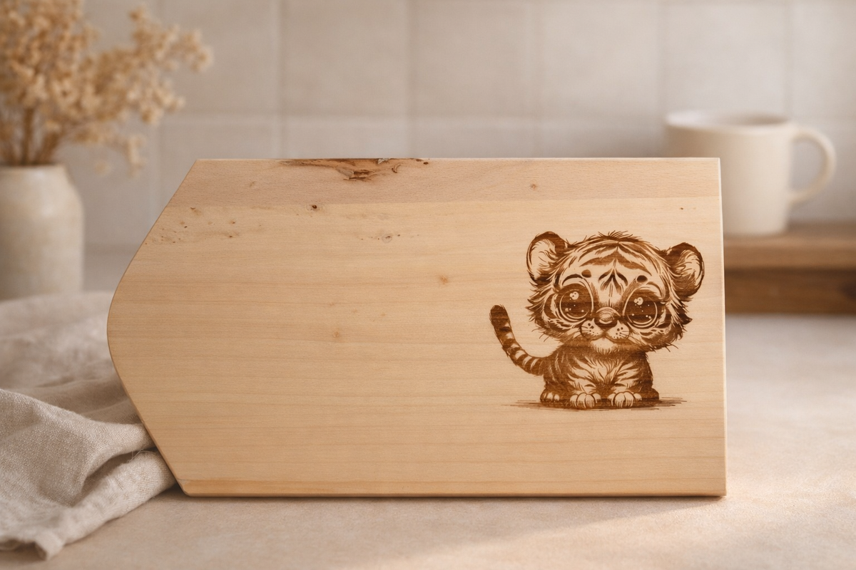 Personalisiertes Frühstücksbrett aus Lindenholz mit Gravur