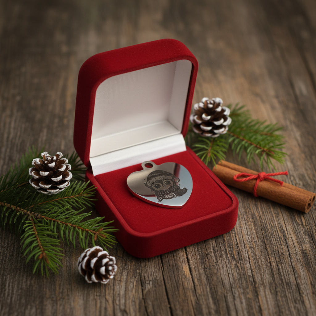 Herz-Anh\u00e4nger Eule Weihnachten \u2013 Produktfoto